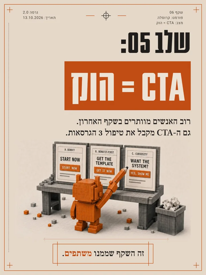 שקף 6: שלב 05, CTA שווה הוק.